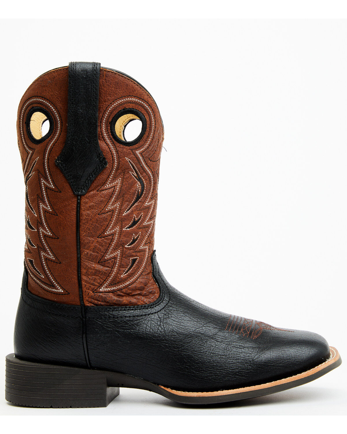 Image #2 - RANK 45&reg; Men's Warrior Performance Western Boots - Broad Square Toe, Black/brown, hi-res