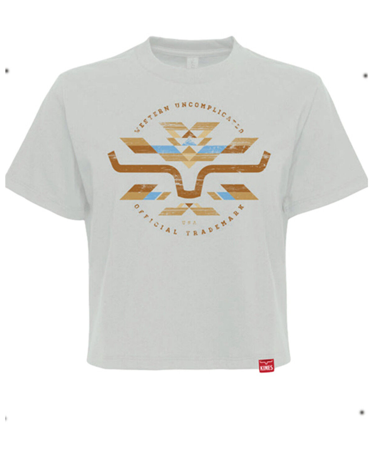 Image #1 - Kimes Ranch Women's Abiquiu Southwestern Logo Short Sleeve Graphic T-Shirt, White, hi-res