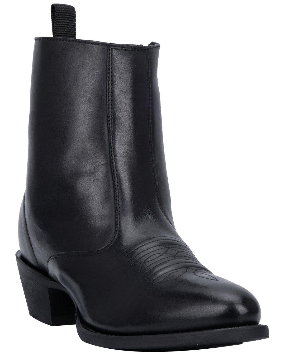 Laredo Men's Side Zipper Western Boots - Round Toe, Black, hi-res