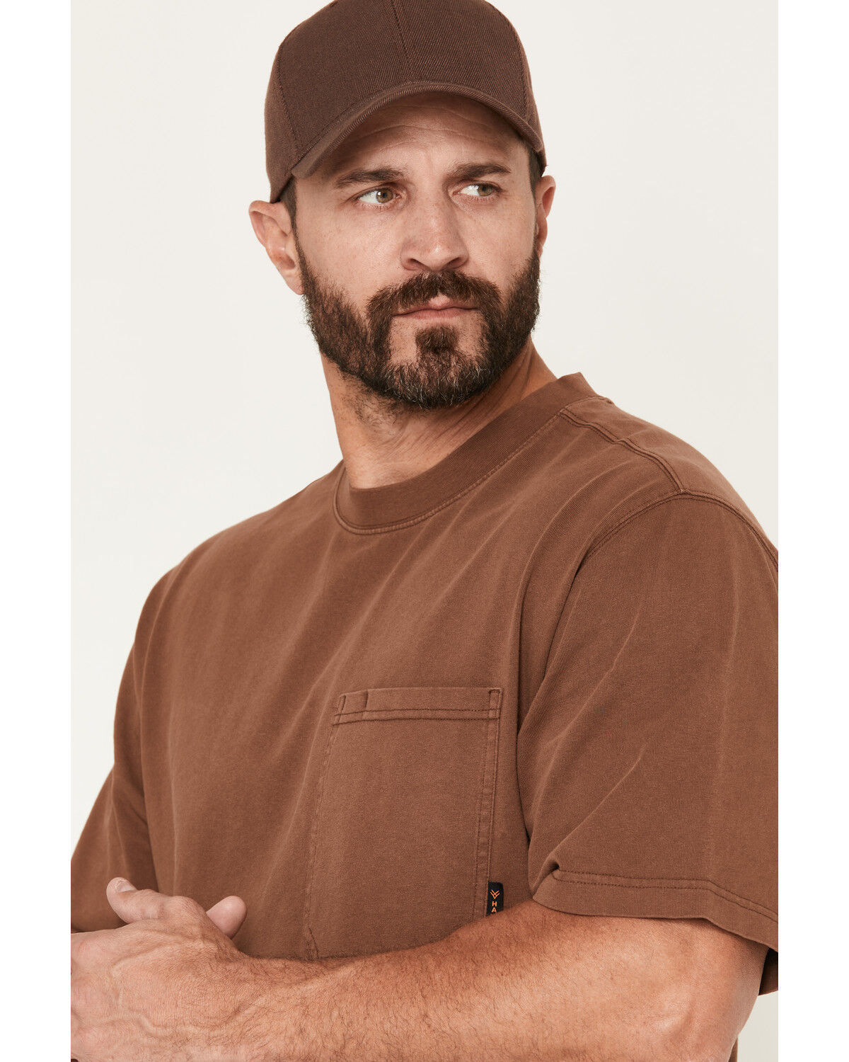 Image #2 - Hawx Men's Forge Solid Short Sleeve Pocket Work T-Shirt, Brown, hi-res