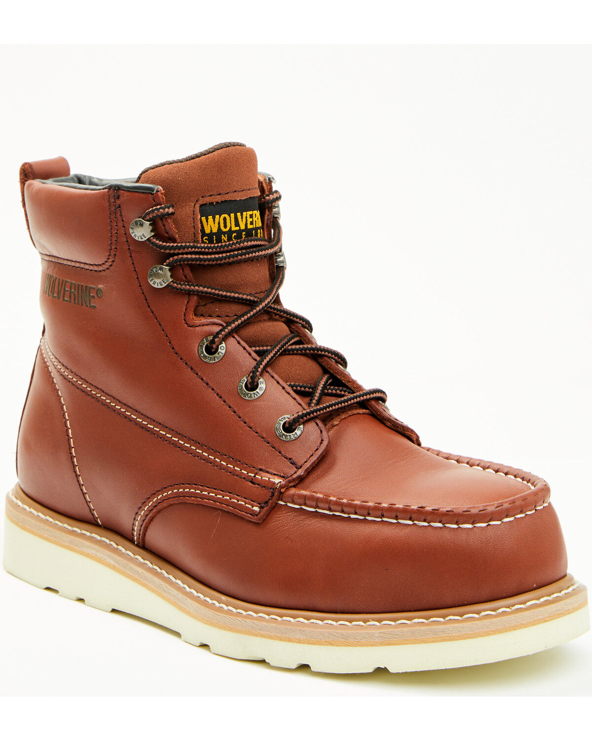 Wolverine Men's 6" Moc Toe Exclusive Wedge Work Boots - Steel Toe, Rust Copper, hi-res