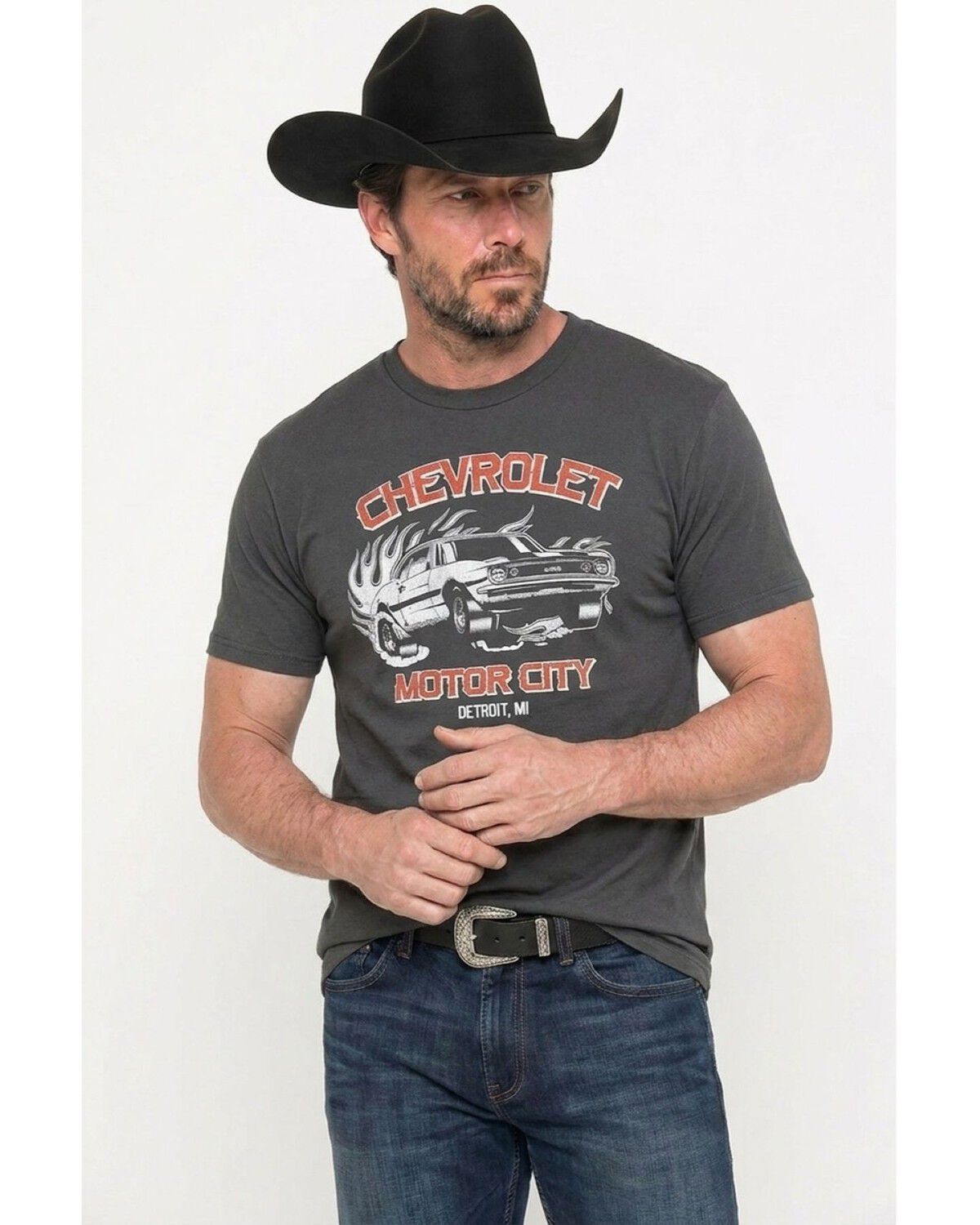 Americana Men's Chevrolet Motor City Short Sleeve Graphic T-Shirt, Charcoal, hi-res