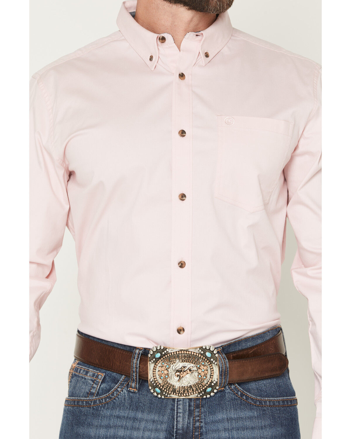 Image #3 - Cody James Men's Basic Solid Long Sleeve Button-Down Stretch Western Shirt - Big, Pink, hi-res