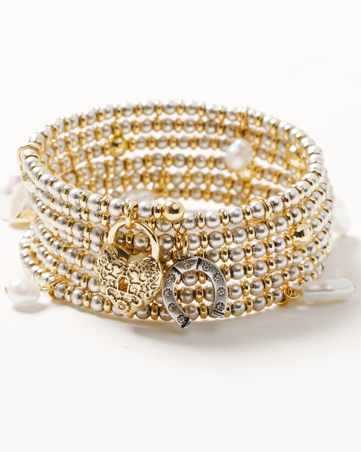 Image #1 - Shyanne Women's Western Muse Cowgirl Charms Wrap Beaded Bracelet, Gold, hi-res