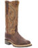Image #1 - Lucchese Women's Ruth Cowhide Leather Western Boot - Square Toe, Chocolate, hi-res