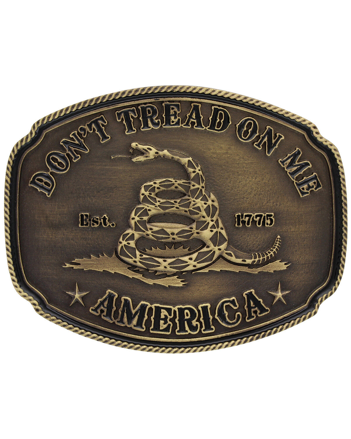 Montana Silversmiths Men's Don't Tread on Me Attitude Buckle, Gold, hi-res
