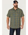 Image #1 - Brothers and Sons Men's Plaid Casual Woven Short Sleeve Button-Down Western Shirt, Olive, hi-res