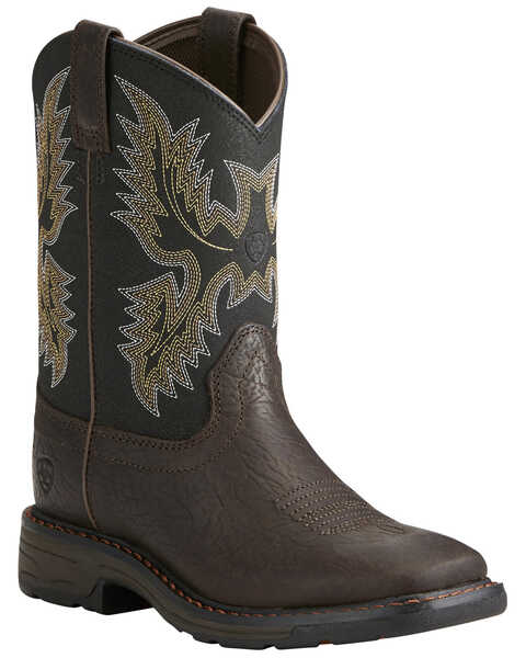 Image #1 - Ariat Youth Boys' Workhog Bruin Western Boots, Brown, hi-res