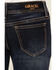 Image #4 - Grace in LA Girls' Dark Wash Floral Embroidery Flare Stretch Denim Jeans, Dark Wash, hi-res