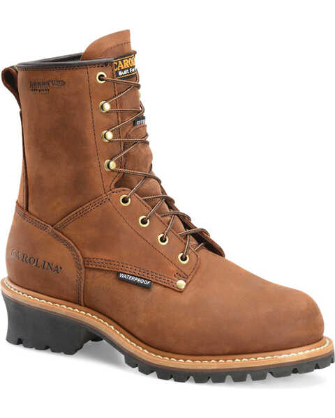 Image #1 - Carolina Men's Steel Toe 8" Work Boots, Brown, hi-res