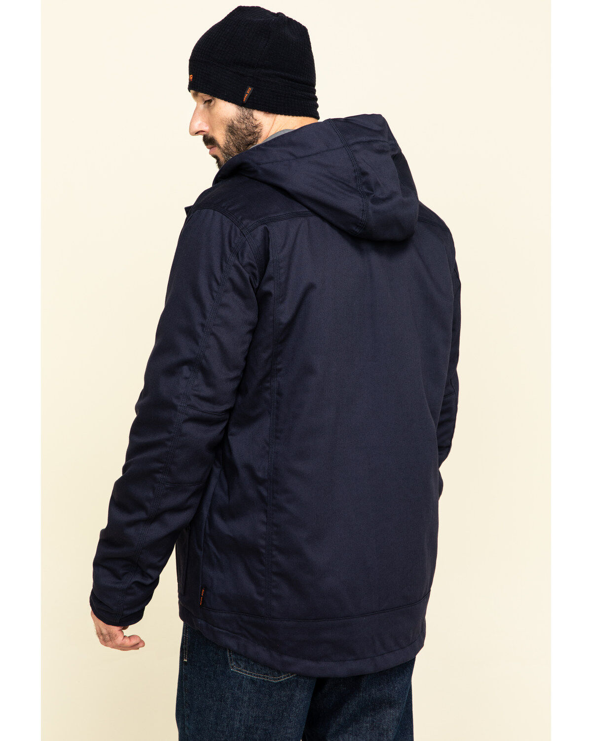 Image #2 - Hawx Men's FR Duck Hooded Work Jacket - Tall, Navy, hi-res