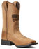 Image #1 - Ariat Boys' Homestead Brown Patriot 2.0 Full-Grain Western Roper Boot - Broad Square Toe, Brown, hi-res