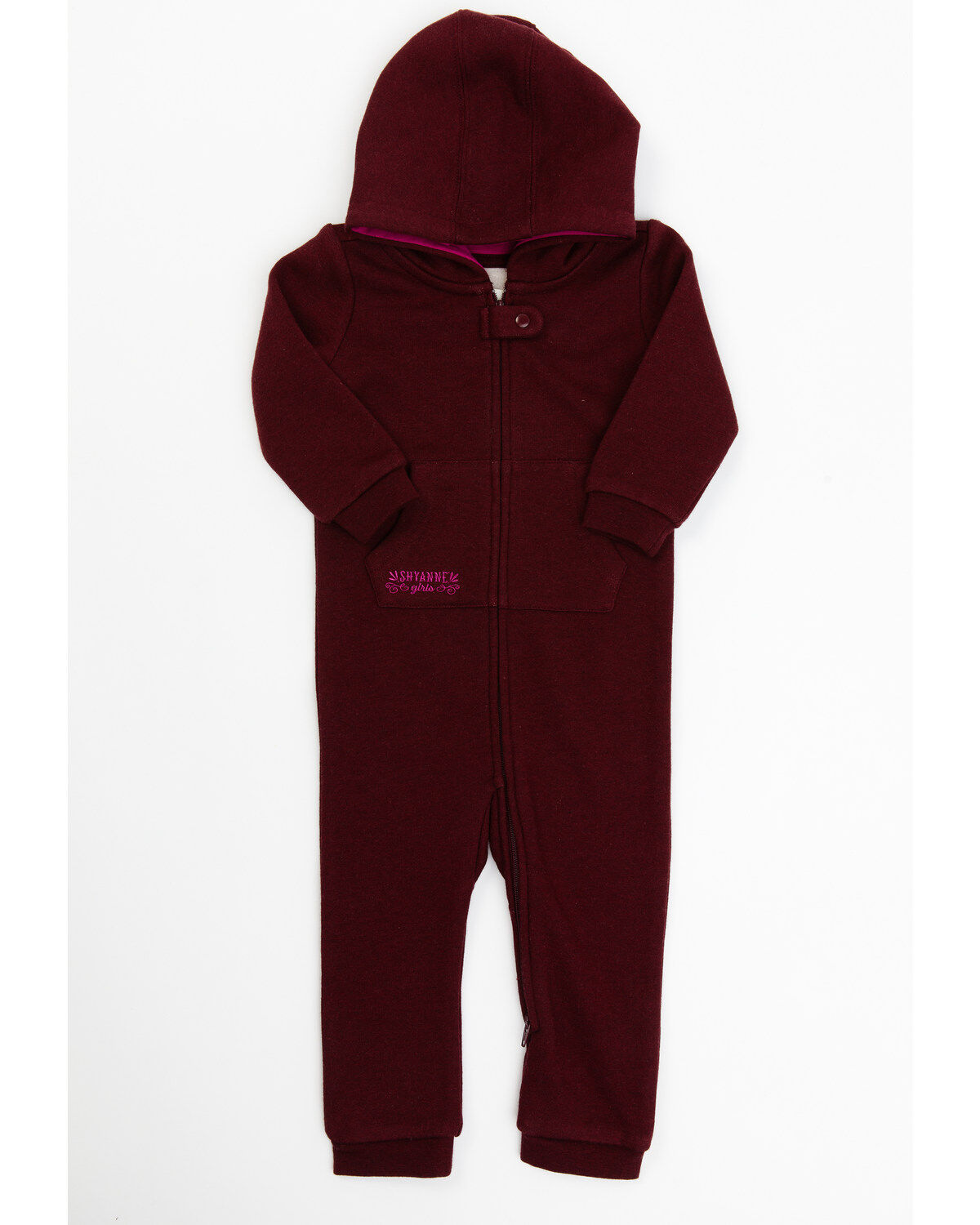 Image #1 - Shyanne Infant Girls' Hooded Coveralls, Burgundy, hi-res