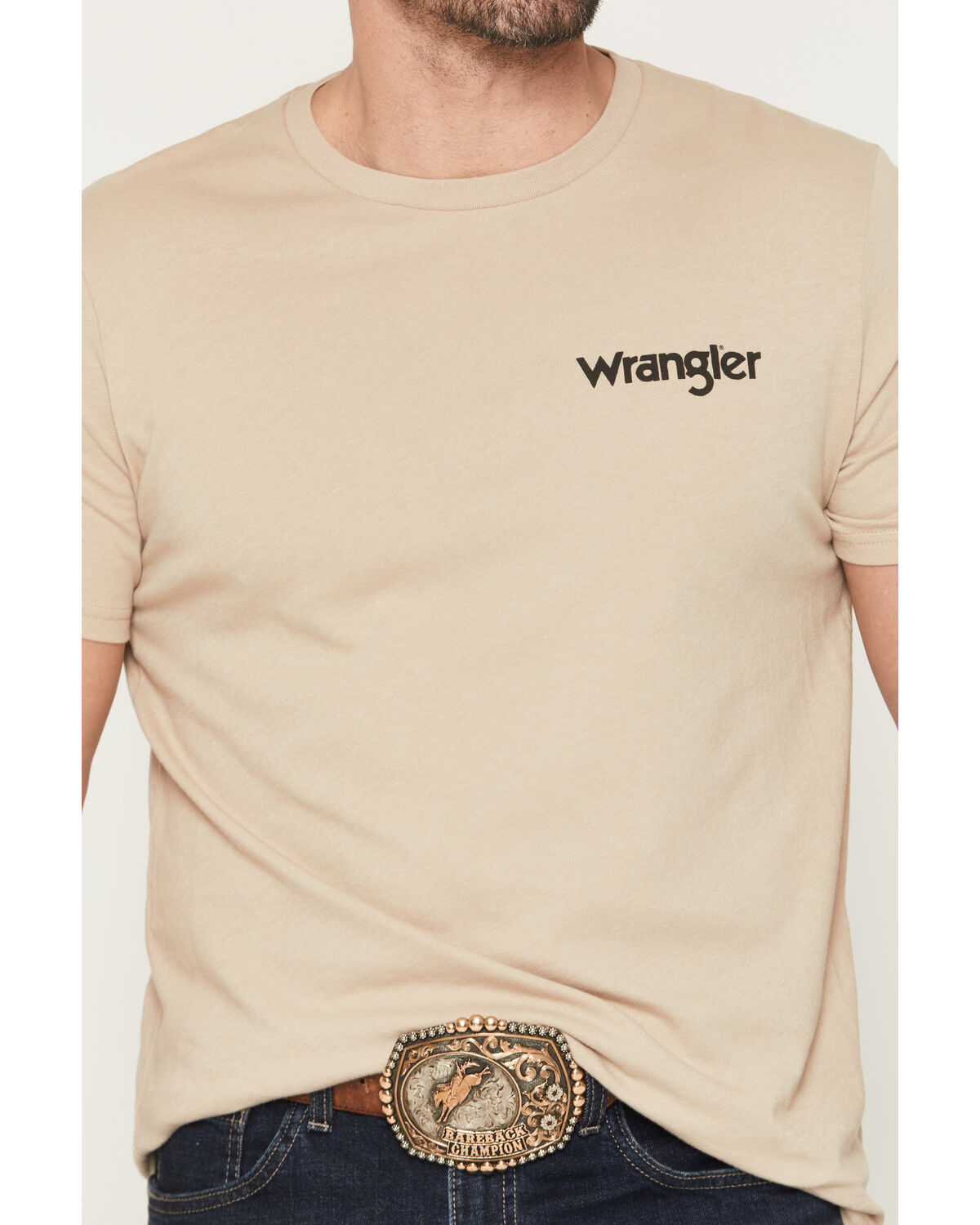 Image #3 - Wrangler Men's Boot Barn Exclusive Steerhead Short Sleeve Graphic T-Shirt, Off White, hi-res