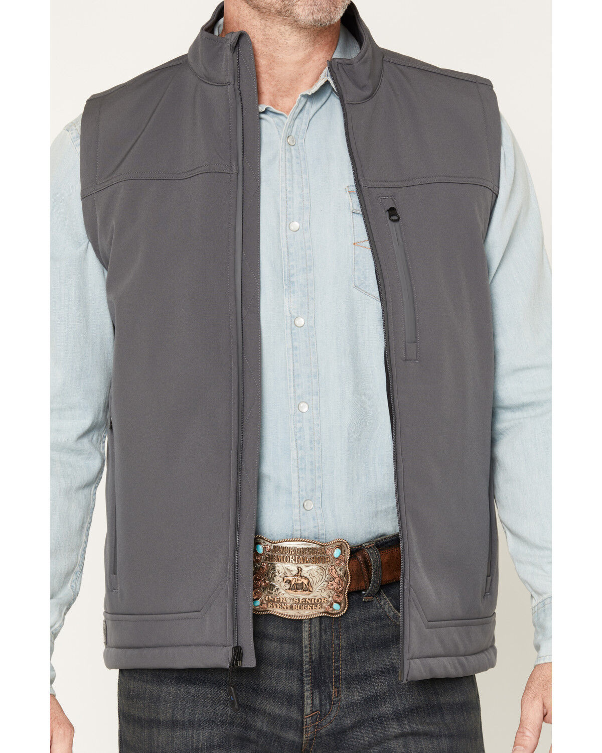 Image #3 - Cody James Men's Estacado Solid Concealed Carry Softshell Vest - Big, Charcoal, hi-res