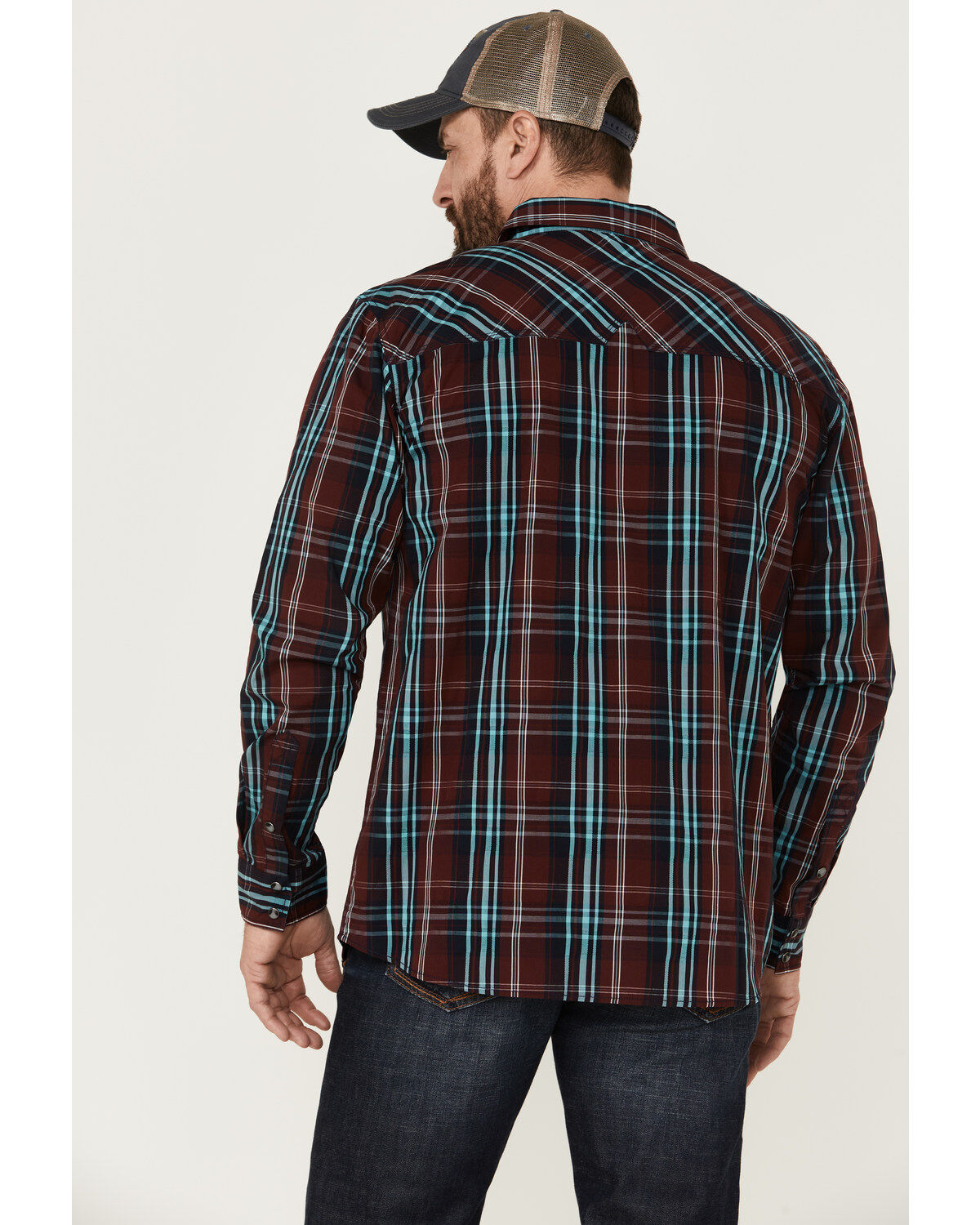 Image #4 - Moonshine Spirit&reg; Men's Fire Starter Large Plaid Long Sleeve Snap Western Shirt, Red, hi-res