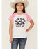 Image #1 - Rock & Roll Denim Girls' Yee Haw Short Sleeve Graphic Tee , Pink, hi-res