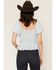 Image #4 - Ash & Violet Women's Ditsy Floral Smocked Short Sleeve Shirt, Blue, hi-res
