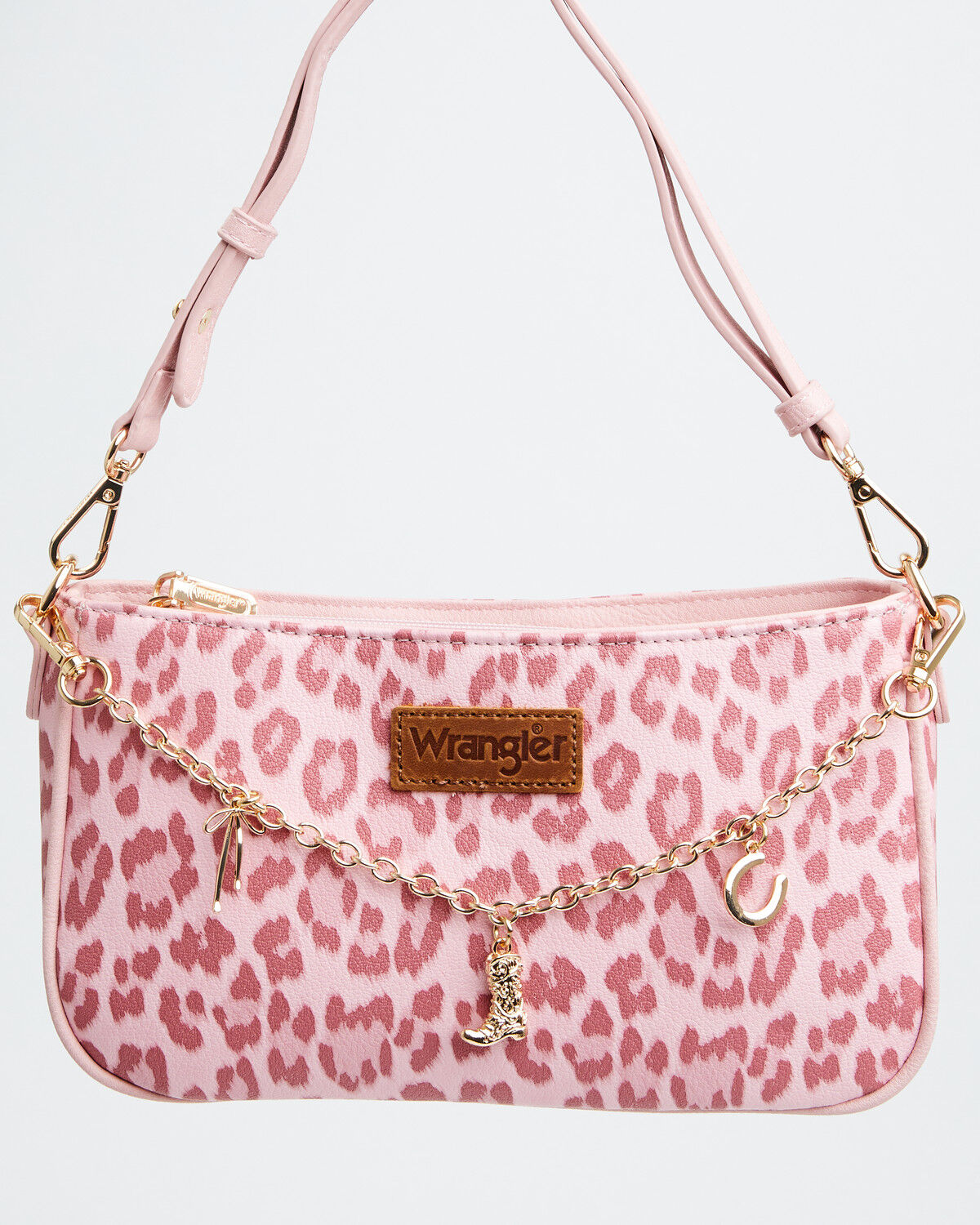 Image #2 - Wrangler X Boot Barn Women's Leopard Print Shoulder Bag with Chain, Pink, hi-res