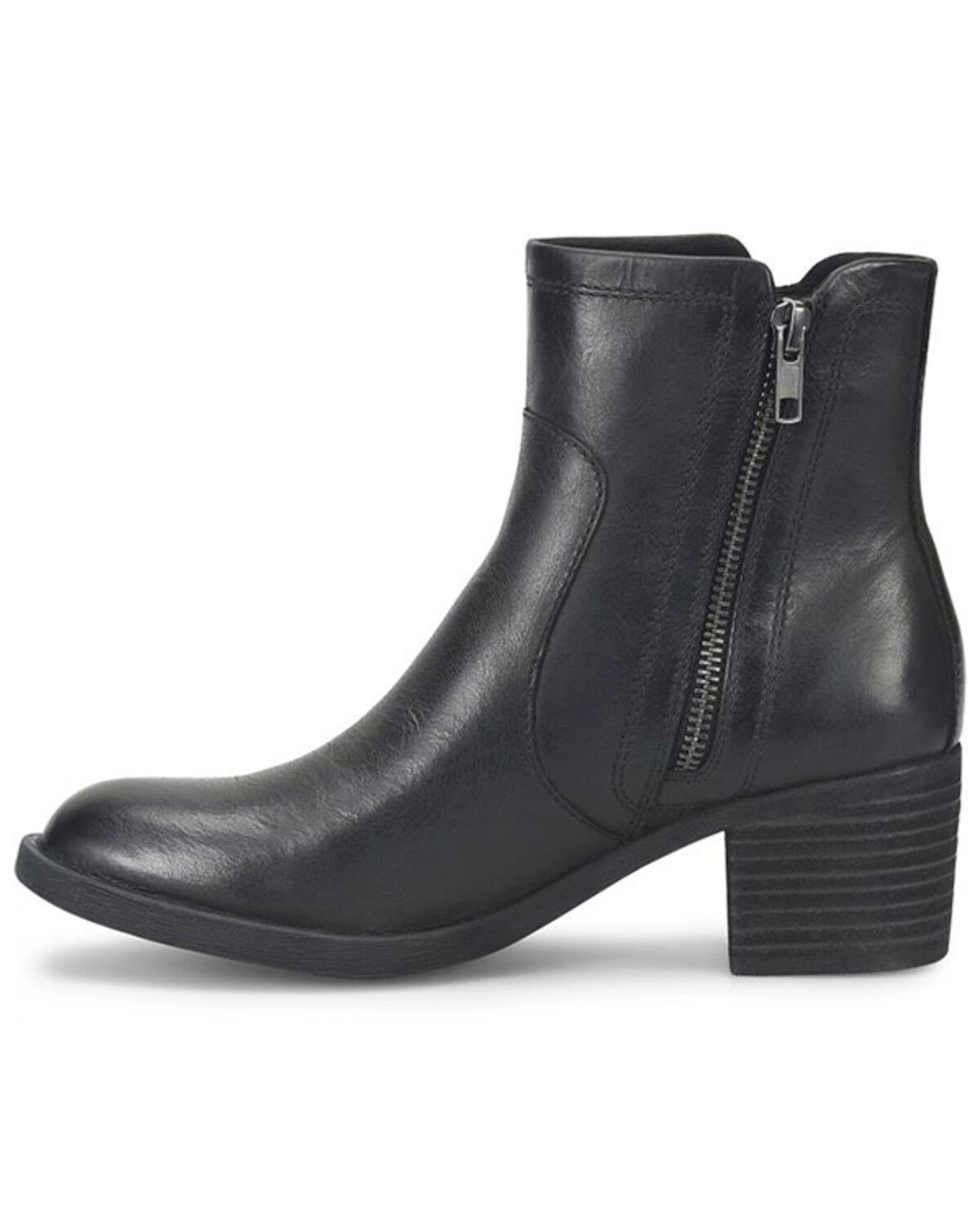 Image #3 - Born Women's Rigby Double Zipper Booties - Round Toe, Black, hi-res