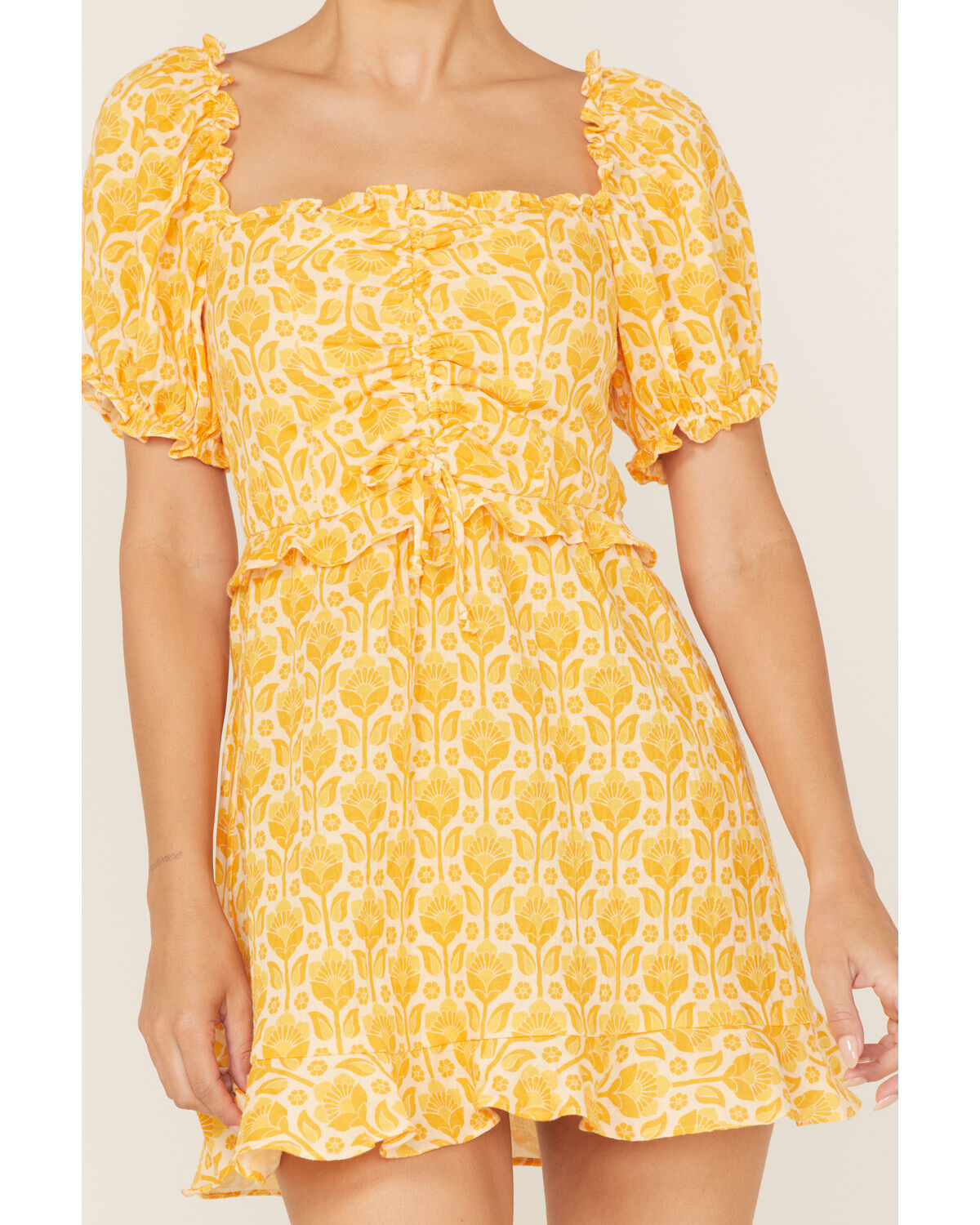 Image #3 - Show Me Your Mumu Women's Sophie Floral Print Mini Dress, Mustard, hi-res