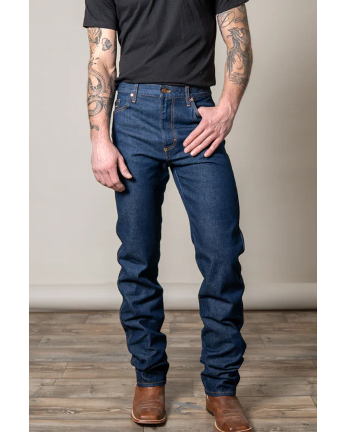 Zach Top X Kimes Ranch Men's Dark Wash Mid Rise Bootcut Rigid Denim Jeans, Dark Medium Wash, hi-res