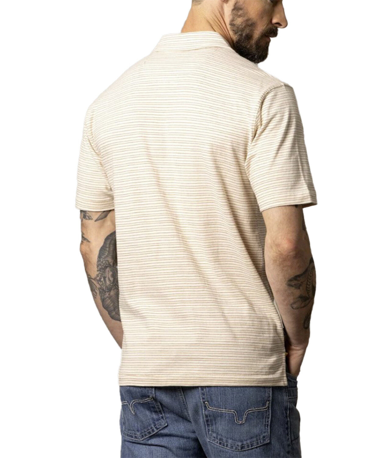 Image #4 - Kimes Ranch Men's Harlan Striped Short Sleeve Button-Down Polo Shirt, Natural, hi-res
