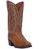 Image #1 - Dan Post Men's Full Quill Ostrich Tempe Western Boots, Saddle Tan, hi-res