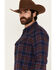 Image #2 - Moonshine Spirit&reg; Men's Fireland Dobby Plaid Print Long Sleeve Snap Western Shirt, Burgundy, hi-res