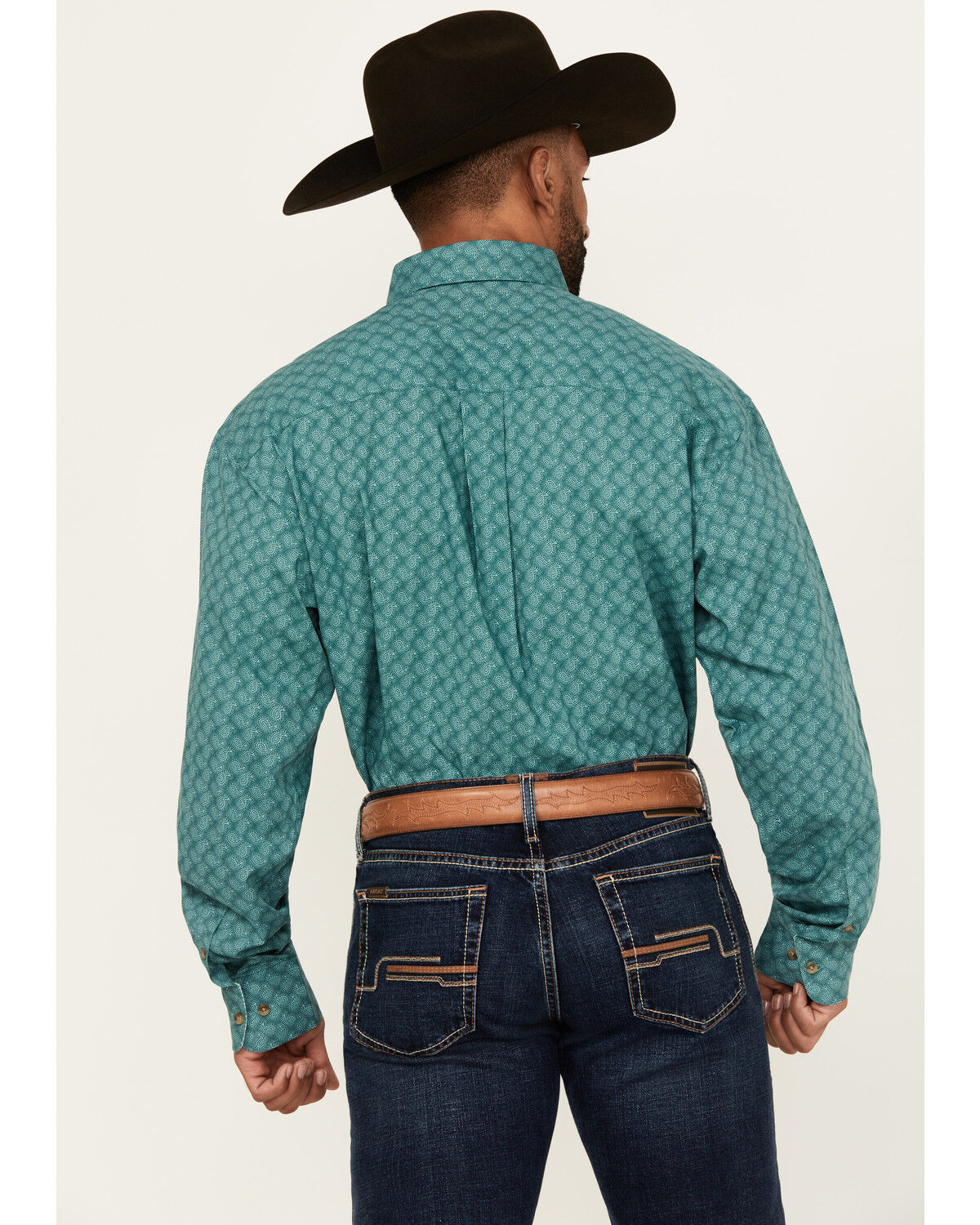 Image #4 - George Strait by Wrangler Men's Paisley Print Long Sleeve Button-Down Stretch Western Shirt, Turquoise, hi-res