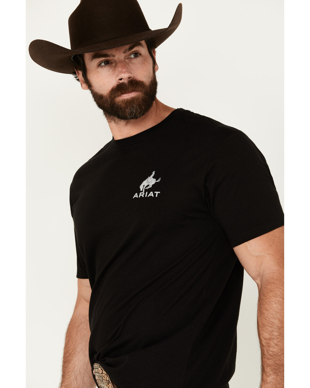 Image #4 - Ariat Men's Boot Barn Exclusive Bronco Flag Short Sleeve Graphic T-Shirt, Black, hi-res