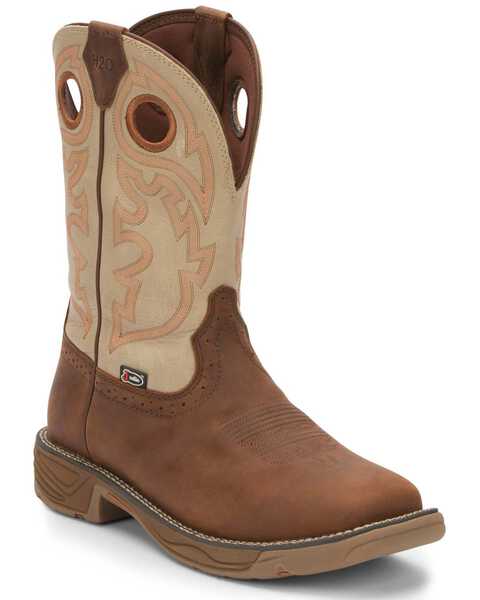 Image #1 - Justin Men's Stampede Rush Western Work Boots - Composite Toe, Brown, hi-res