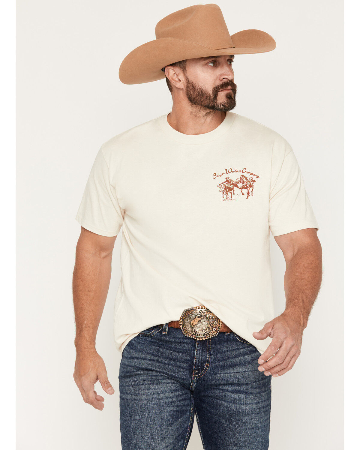 Image #2 - Seager Men's Los Rio Short Sleeve Graphic T-Shirt, White, hi-res