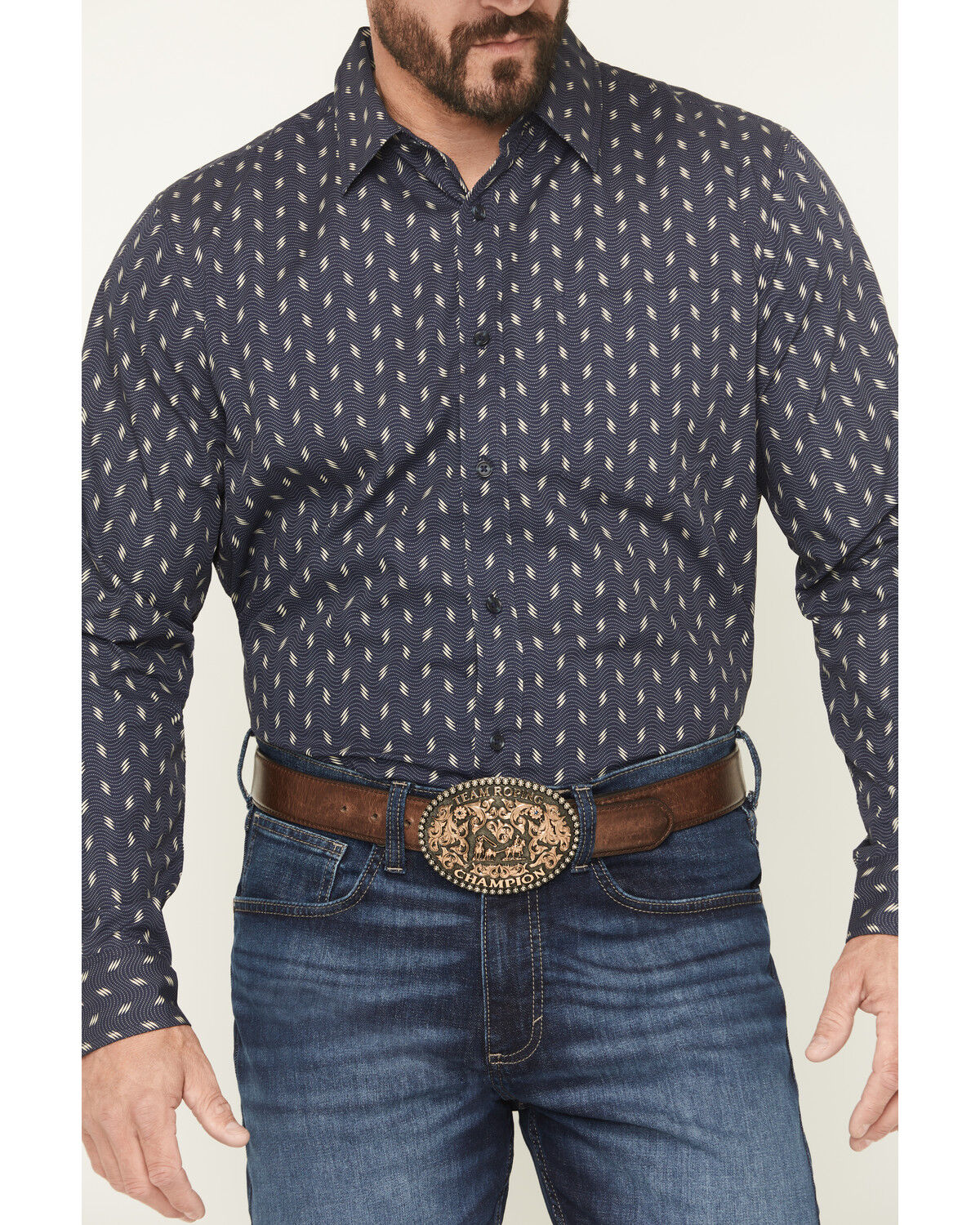 Image #3 - Gibson Trading Co Men's Zig Zag Geo Print Long Sleeve Button-Down Western Shirt, Navy, hi-res