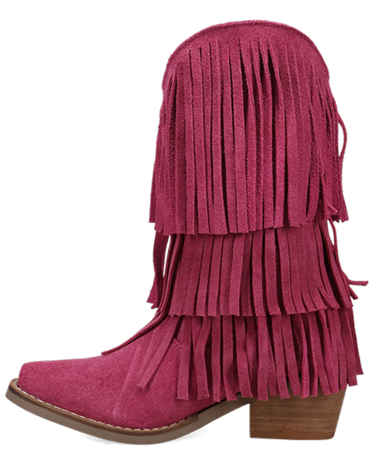 Image #3 - Dingo Little Girls' Wild Child Suede Fringe Western Boots - Snip Toe, Pink, hi-res
