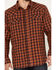 Image #3 - Moonshine Spirit&reg; Men's Burning Flame Plaid Print Long Sleeve Snap Western Flannel Shirt, Rust Copper, hi-res