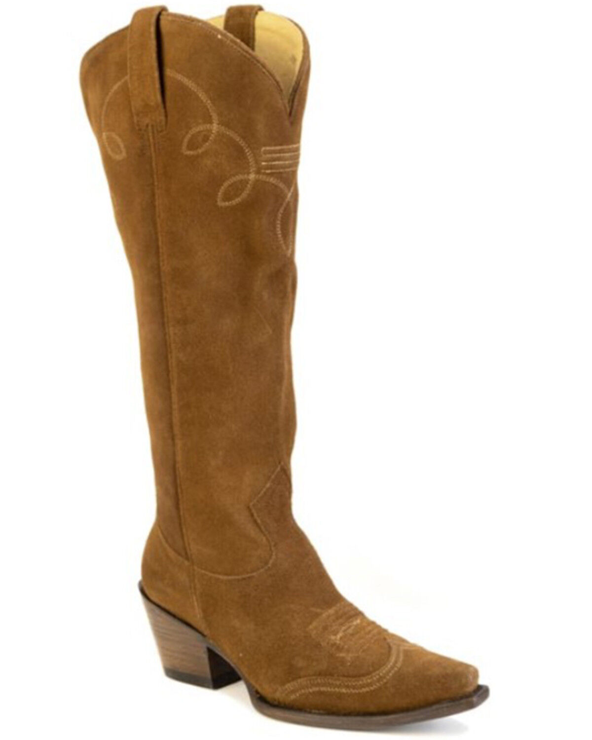 Image #1 - Stetson Women's Gemma Suede Tall Western Boots - Snip Toe, Brown, hi-res