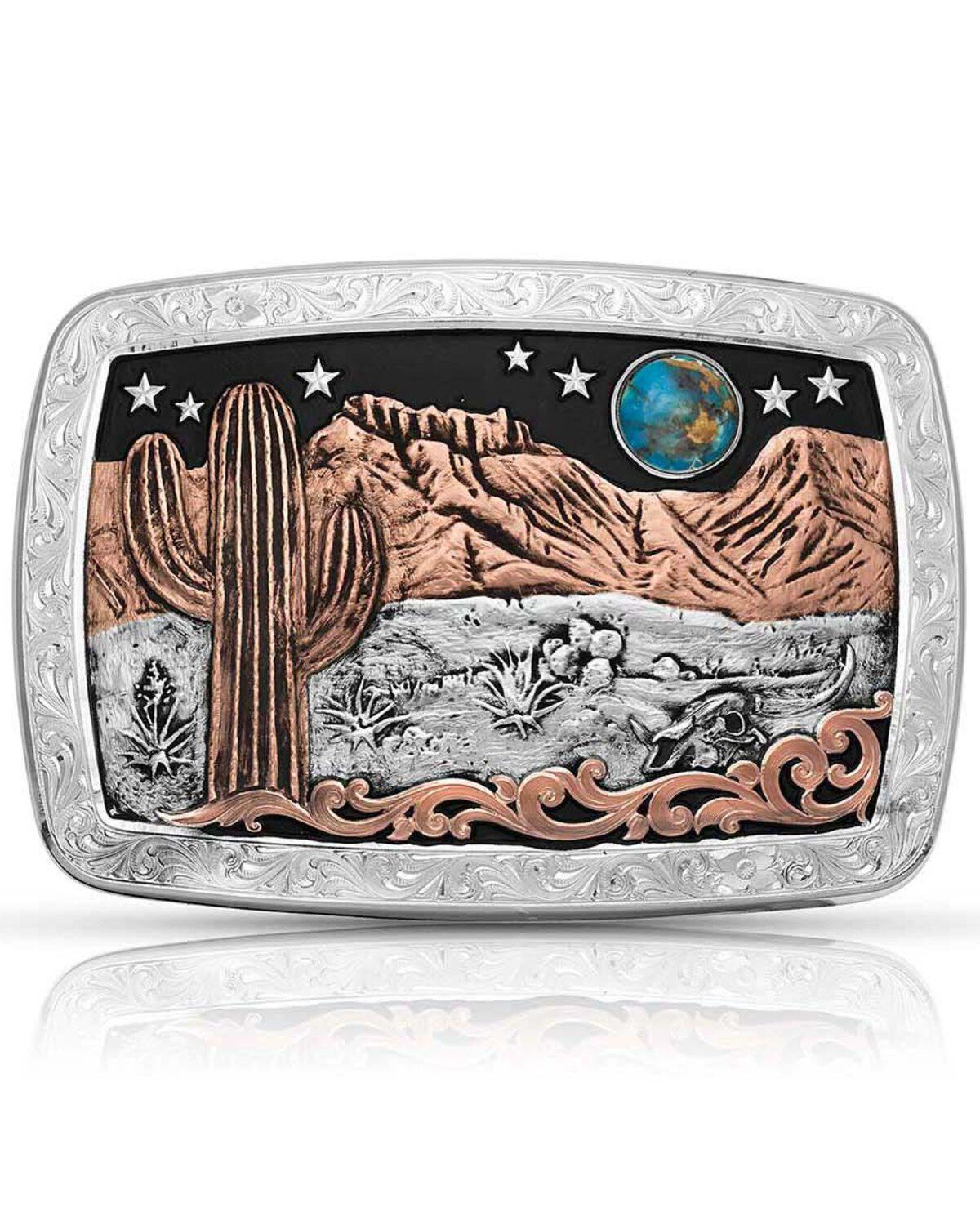 Image #1 - Montana Silversmiths Women's Desert Moon Turquoise Cactus Buckle, Turquoise, hi-res
