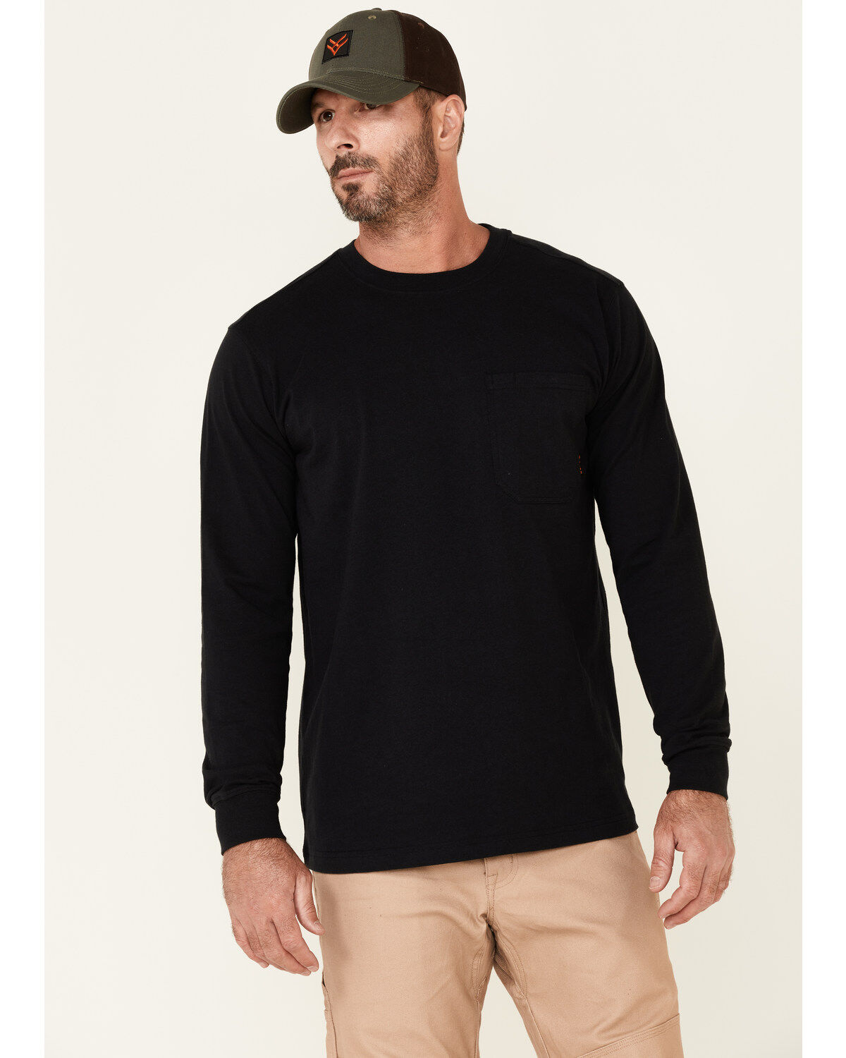 Hawx Men's Solid Forge Long Sleeve Work Pocket T-Shirt, Black, hi-res