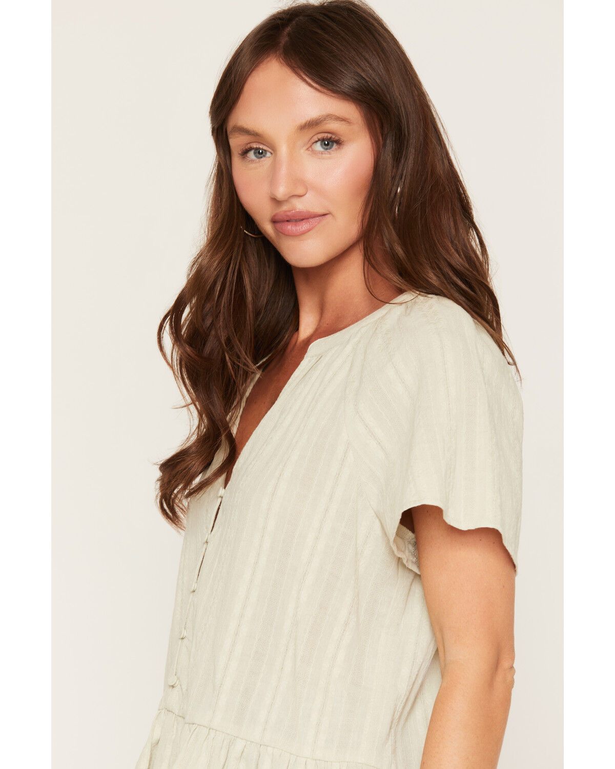 Image #2 - Lovestitch Women's Short Sleeve Peplum Top, Sage, hi-res