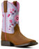Image #1 - Ariat Girls' Wild Bloom Western Boots - Square Toe, Distressed Brown, hi-res