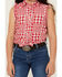 Image #3 - Wrangler Girls' Plaid Print Tie Front Sleeveless Snap Western Shirt , Red, hi-res