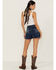 Image #3 - Rock & Roll Denim Women's Dark Wash High Rise Star Denim Shorts , Blue, hi-res