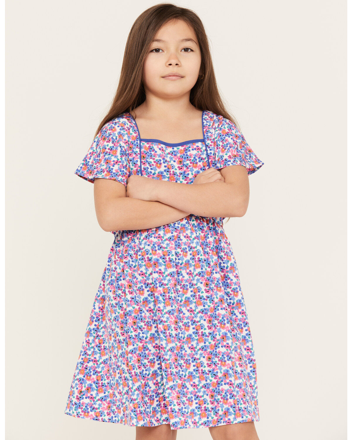 Image #1 - Molly Bracken Girls' Bow Back Dress, Blue, hi-res