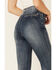 Image #3 - Flying Tomato Women's High Rise Dark Acid Wash Front Pintuck Flare Jeans, Indigo, hi-res
