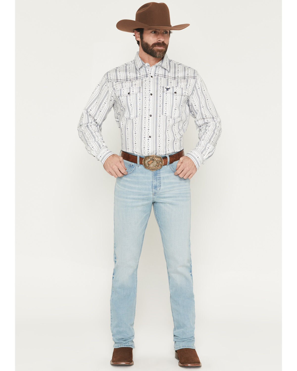 Image #1 - Wrangler 20X Men's 42MWX Beech Light Wash Vintage Bootcut Stretch Denim Jeans, Light Wash, hi-res
