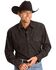 Image #1 - Wrangler Men's White Solid Dobby Long Sleeve Pearl Snap Western Shirt - Big & Tall, Black, hi-res