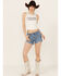 Image #1 - Wrangler Women's Off Shore Medium Wash High Rise Reworked Cut Off Denim Shorts, Medium Wash, hi-res