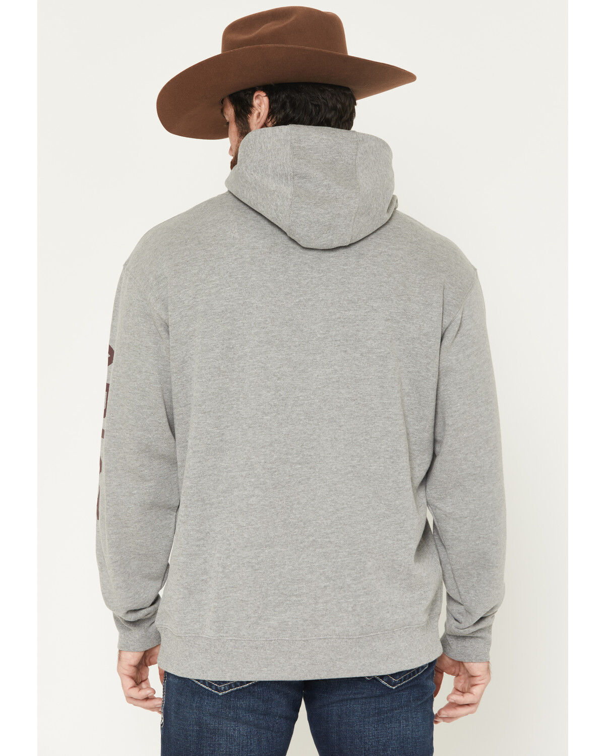 Image #4 - Ariat Men's Logo Graphic Hooded Sweatshirt - Big, Grey, hi-res