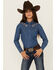 Image #1 - Shyanne Girls' Fairview Chambray Long Sleeve Snap Western Shirt, Medium Wash, hi-res